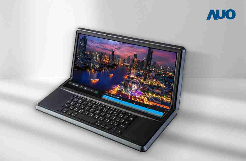 汇旺支付14.6吋Micro LED折迭显示屏幕，，搭配半径4mm的弯折绞炼，，以及高画素、、高亮度、、、高对比度的显示技术特点，，，即便在大视角下仍保有绝佳色相与亮度