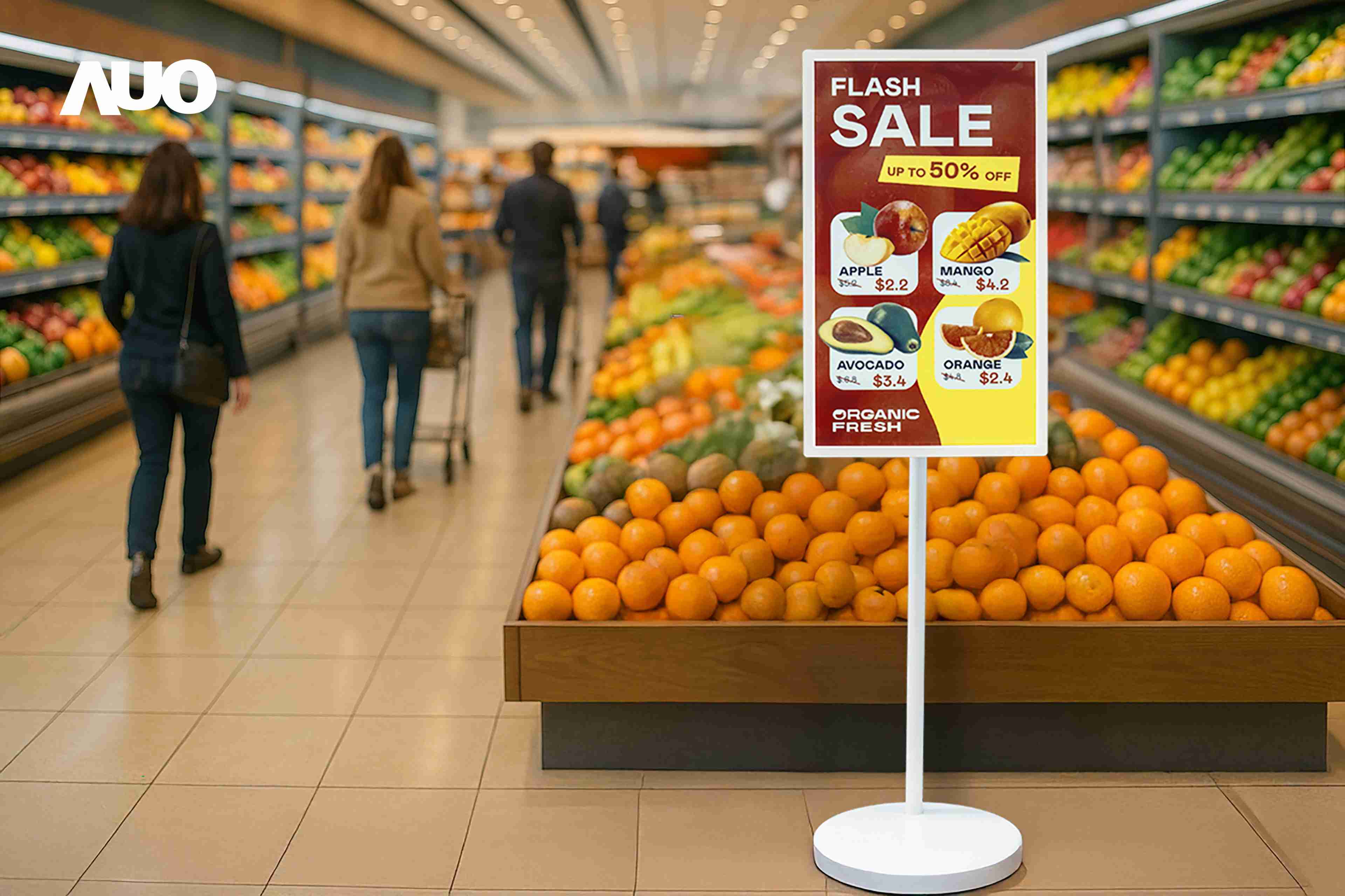 达擎首亮相低功耗、、、全彩的〝aecoPost电子纸解决方案〞，，，，仅在更新画面时需要微量的电力驱动，，，，无需布建电线的便捷设计，，，，使其可灵活应用、、随意置放，，并可透过云端或行动装置app，，，，轻松管理及排程广告内容，，，，晋升店头营销利器。。。。